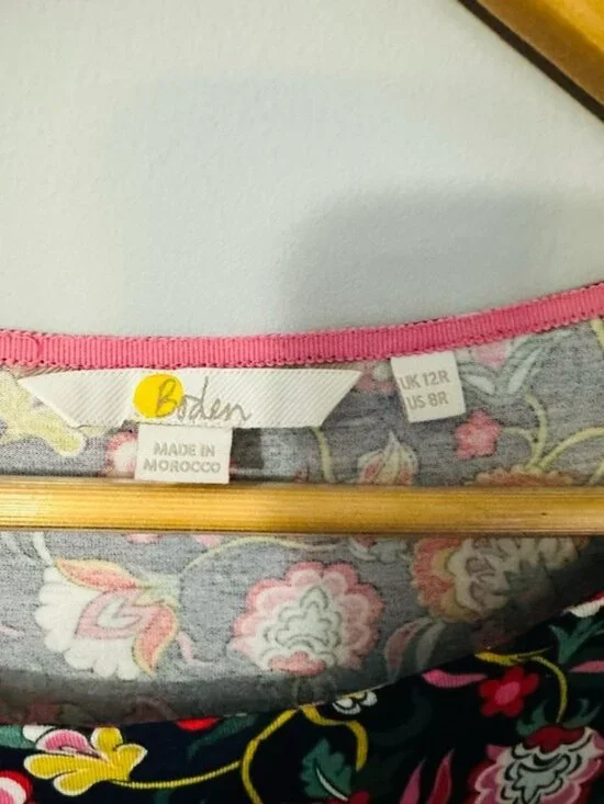 Boden Abigail Jersey Midi Dress Navy Floral Ruched Waist Size 8 Elegant - Picture 9 of 13